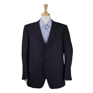 Rudolf Wilhelm New York Bespoke Gray Black Windowpane Wool Blazer Sportcoat 46R